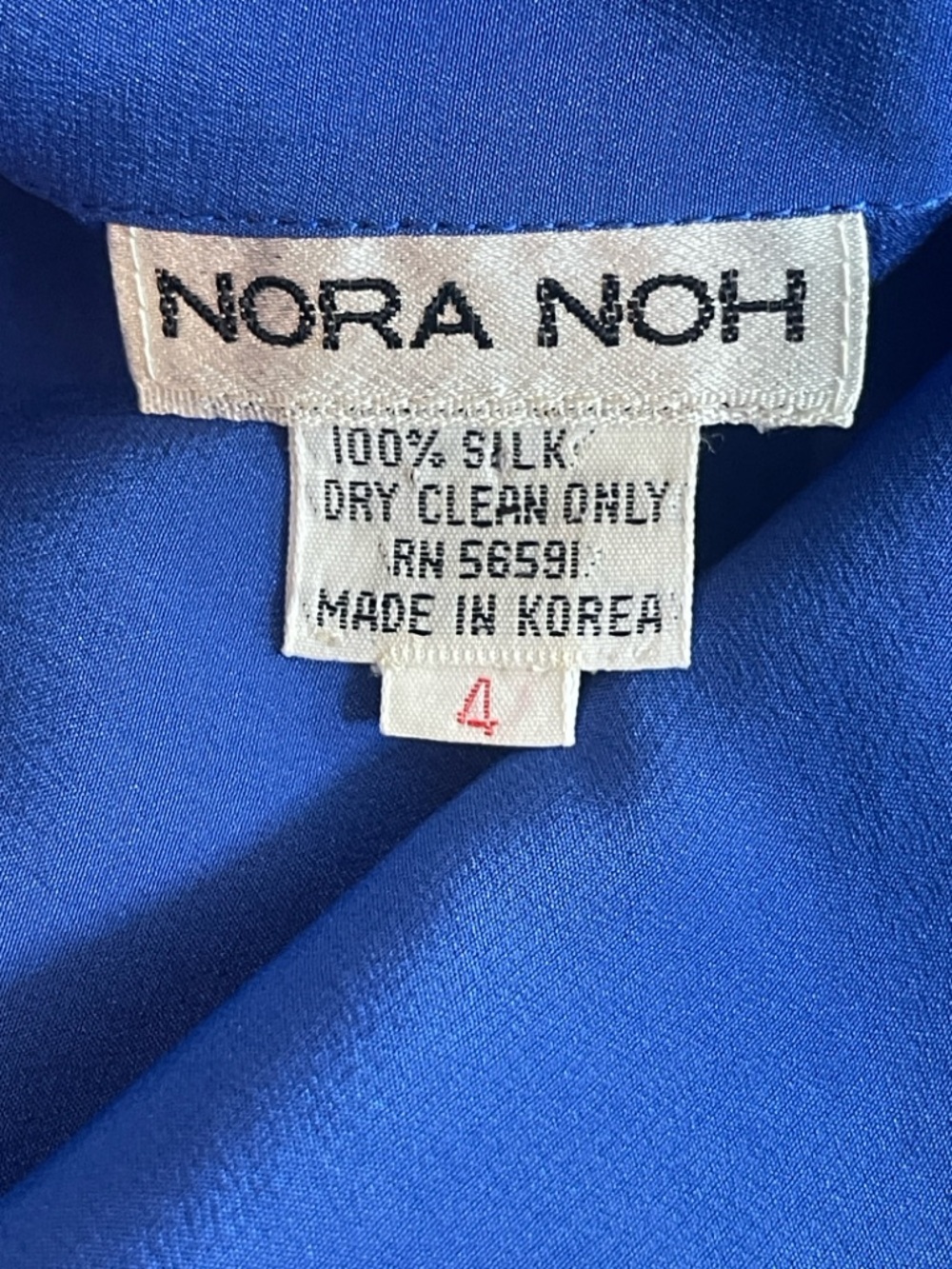 Vintage Nora Noah Royal Blue Silk Button Side Button Straps Top 4 - Picture 4 of 4